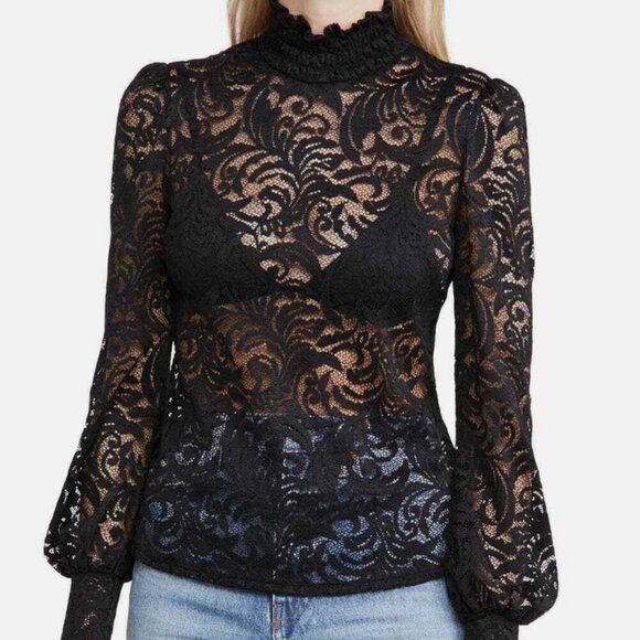 L'AGENCE Samara Lace Turtleneck - Picture 1 of 5